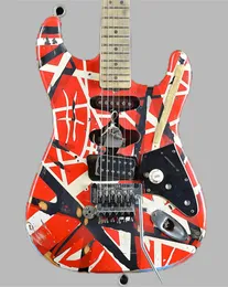 Heavy Relic Edward Van Halen Franken Stein Electric Guitar White Black Stripe Red, Floyd Rose Tremolo Bridge & Locking Nut, Special Strap Button