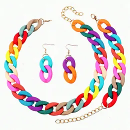Hänghalsband Fishsheep Acrylic Chunky Chain Choker Halsband för kvinnor Trendiga Bohemain Long Chares Collares Set Fashion Smyckes 231130