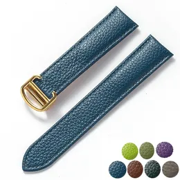 Titta på band Ersättningstank London Key Litchi Grain Soft Leather Strap Men S Ladies Folding Spänne Accessories 231129