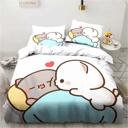 مجموعات الفراش Bubu Dudu Cartoon Cute Bear Kawaii Gift King King Twin Double Child Bedding Set Microfiber أو Polyester Davet Cover Set 231129