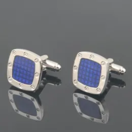 Abotoaduras luxuosas audemais plguet para camisa masculina francesa, botão de punho octógono azul prateado como padrinhos de casamento usam joias c3240