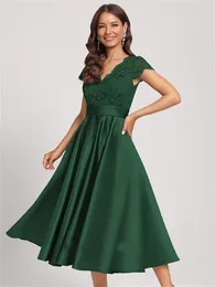 Partykleider, A-Linie, Abschlussball, Vintage-Kleider, kurze Ärmel, Heimkehr, Satin mit Falten, elegant für Damen, luxuriös