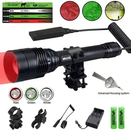 Taschenlampen Taktische 3 in 1 Rot Grün Weiß Licht LED Jagd Taschenlampe Zoombare Einstellbare Lampe mit Scope Mount Q231130