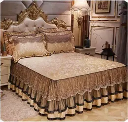 Säng kjol vinter tjock sammet sängkläder säng kjol kudde kudde spets broderi sängkläder madrass täcker varm sängöverdrag lakan hemtextil 231129