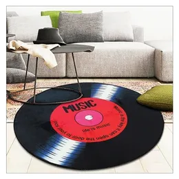 Carpet 3D Vinyl Record Printed Soft Round Floor Mat Living Room Area Bedroom Rug living room home rugs 231129