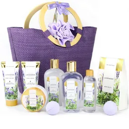 Bade-Geschenksets für Frauen Lavendel-Körperpflegekörbe, 10 Stück Entspannende Feiertags-Muttertagsgeschenke für Mama