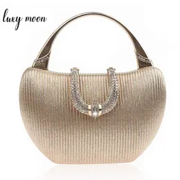 Clutch Bag Women Wedding Luxury Handbags for Champagne Elegant Shoulder Diamond U Shape Clasp Purse ZD1346284F