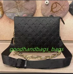 10a oryginalna skórzana torba designerska damska kussin to torba na ramię Crossbody Bag złoty łańcuch torebek torebki