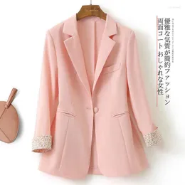 Frauen Anzüge Sommer Blazer Frau 3/4 Ärmel Japan Stil Mode Weibliche Kleidung Anzug Kragen Beiläufige Lose Einfarbige Nähte Houthion