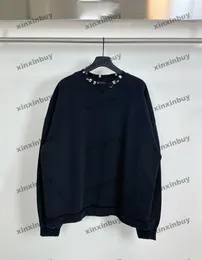 xinxinbuy Men designer Hoodie Sweatshirt Latch destroyed printing long sleeve women blue Black white gray XS-L