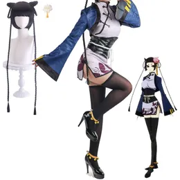 Black Butler Ran Mao Cosplay Costume Anime Women S Cheongsam and Wigs Headwear Halloween Carnival Cosplayer Dress Up