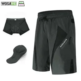 Pantaloncini da ciclismo WOSAWE Sport all'aria aperta da uomo Loose-Fit Biancheria intima imbottita in gel 3D Bicicletta Leggera Downhill MTB264B