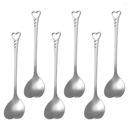 Spoons ONZON 6pcs Stainless Steel Heart Shape Scoop Stirring Spoon Tableware For Dessert Cake Coffee