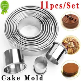 Nowe 11pc/zestaw stal nierdzewnych okrągłe ciastka ciastka kółka koła nożyce do ciasta metalowe koło do pieczenia formy pierścienia do formy kuchennej