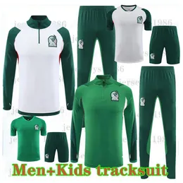 Meksika Trailsuit Futbol Forması 2023 Raul Chicharito Lozano Dos Santos 23 24 Erkek Çocuk Set Futbol Eğitim Takım Yarım fermuarlı spor giyim futbol formaları