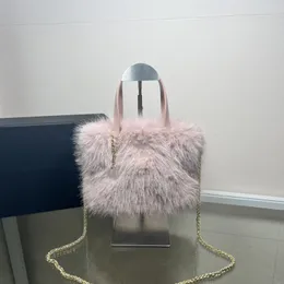 24c Sonbahar/Kış Yün Yeni Tow Bag Yüksek Moda Tote Tasarımcı Kız Prenses Çantası Peluş Zincir Crossbody Çanta Boyutu 24x14x6cm