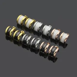 Europe America Style Lady Women Titanium Steel B Initialer C-Shape Black White Ceramic Spiral Stud Earrings 3 Color250k