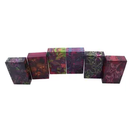 Colorful Butterfly Pattern Plastic Cigarette Case Herb Tobacco Spice Miller Storage Box Portable Automatic Flip Stash Cases Innovative Smoking Holder Container