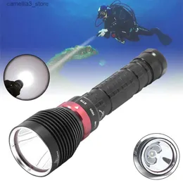 Torches Profesjonalne nurkowanie latarki podwodne przenikanie Wodoodporna Wodoodporna XML L2 Nurkowanie LED Torch Tactical Lampa Lampa 18650 Q231130
