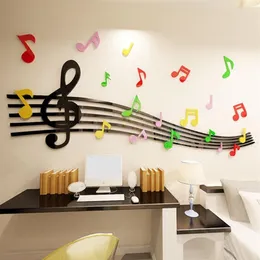 Staff Note Acrylic 3D Wall Stickers for Kids Room Dance Room Diy Art Wall Decor Music Classroom Home Decoration 210308261P