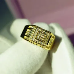 Pełny cyrkon 14-krotnie złota i diamentowa obrączka ślubna Anillos de biżuteria lub Jaune Bizuteria Diamante Gold Pierścienie 6 7 8-10 dla mężczyzn J19242F
