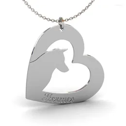 Pendant Necklaces Ufine Personalized Dog Name Fashion Love SIBERIAN HUSKY Heart Necklace Cooper High Quality N2138
