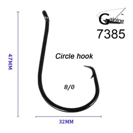 50st 8 0 Högt kol rostfritt stål kemiskt skärpad bläckfisk Circle Ocean Fishing Hooks 7385 Ocean Fish Hook253d