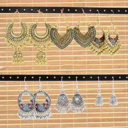 Kolczyki Dangle 3Pairs/Set Jhumka Drop for Women Boho rzeźbione dzwonki kwiatowe Tassel wiszący Party Party Biżuteria