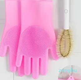 Kitchen dishwashing gloves thickened multi-functional silicone dishwashing brush household cleaning artifact oil- heat