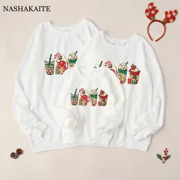 Familjsmatchande kläder Christmas Sweatshirt Matchande Family Outfits Snowman Candy Biscuit Print Clothing Family Mommy and Me Clothes Family Look 231129