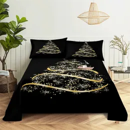 Sängkläder sätter julgran 0,9/1,2/1.5/1.8/2.0m sängkläder hem digital tryckning polyester säng platt blad med örngott tryck sängark 231129