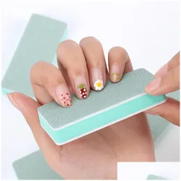 Nail Files Transfer Big Files 1Pc Double Sided Polished Nail File Green White Wenwan Block Fashion Woman Manicure Tool Polishi Qylfdx Dhwaj