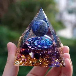 Ręcznie robione lapis lazuli kula ametyst orgone piramida 60 mm293y