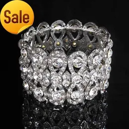 Top Crystal Srebrny kolor bransoletki dla kobiet biżuteria ślubna Bowknot Rhinestone Bridal Jewelry Bezpłatna wysyłka