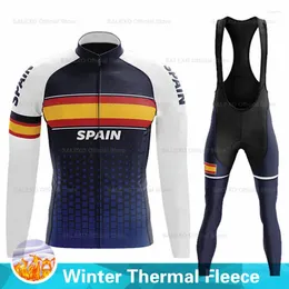 Racing Sets Winter Spain Cycling Jersey Set Men's Thermal Fleece Clothing MTB Bike Uniform Maillot Ropa Ciclismo Hombre Bicycle Wear