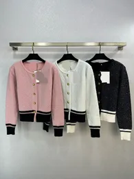 1121 L 2023 Runway Herbst Marke Gleicher Stil Pullover Langarm Perlen Schwarz Weiß Rosa Rundhals Damen Kleidung Hohe Qualität Damen weilanR370