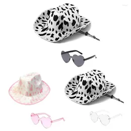 BERETS Spring Spring Sunproof Wedding Cowgirl 모자 Heart Sunglasses for Bachelorette Party