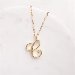 10pcs lot Gold Silver Letter C Pendant C Initial Cursive Necklace Fashion Clavicle Jewelry for Favor Gift248P