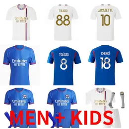 Fani Wersja 23 24 MAILLOT LYON SOCCER Jerseys 2023 2024 Olympique Lyonnais czwarte koszule piłkarskie Toko Ekambi Tolisso Kadewere Tete Aouar Men Men Kit Kit Kid