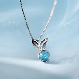 Anhänger Halsketten Ankunft Minze Blätter Kreative Blaue Blase Silber Überzogene Schmuck Persönlichkeit Exquisite Kristall H536