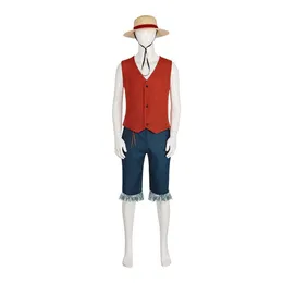 Monkey anime D Luffy Cosplay Costume Pirates Straw Hat Boy TV Drama Comple Halloween Christmas Concquerade Clothing Rama S
