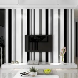 Bakgrundsbilder Vit svart grå tapet modern vertikal ränder vägg papper TV bakgrund vardagsrum som täcker väggmålning för flicka pojke säng265s