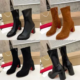 2023 Designer Luxus spitzer Zeh Martin Boots Klassische Frauen 100% Lederkomfort Schlanker elastischer Knöchelstiefel Herbst Winter Ladys Sexy Mode hochhackige Schuhe Größen