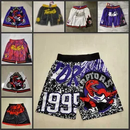 Toronto''Raptors''men Team basket shorts bara kort med fickor dragkedja bär avslappnad byxa gym strand tröjor justdon höft pop elastisk söm