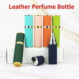 5ml Portable Mini Refillable Perfume Bottle High-end Leather Sub-bottling Travel Empty Cosmetic Containers Spray Atomizer 2023