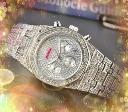 Najwyższej jakości mężczyźni pełna funkcja zegarek stopwatch słynne sześć pinów podkładka roboczy robocze luksusowy ruch kwarcowy auto data diamentów