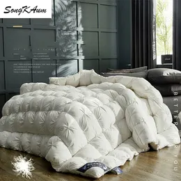 Комплекты постельного белья SongKAum 100 White GooseDuck Down Quilt Высокое качество Fivestar el Twist Flower Пуховые одеяла Одеяла Хлопковый чехол 231129