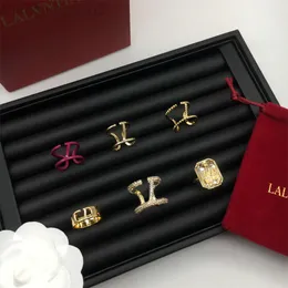 デザイナーバレンタインファッションValantino H Family/Hua Family V-Ring Women's Bronze High Edition Temperamament Full Diamond V-Letter Ring