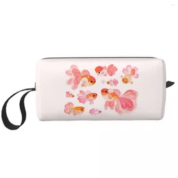 Cosmetic Bags Cherry Blossom Goldfish Makeup Bag Pouch Men Women Spring Flower Cute Kawaii Toiletry Dopp Kit