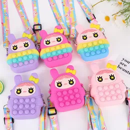 Cartoon Silicone Girls Messenger Bag stjärna Bunny Style Candy Color Girls Coin Bag Rainbow Pink Purple